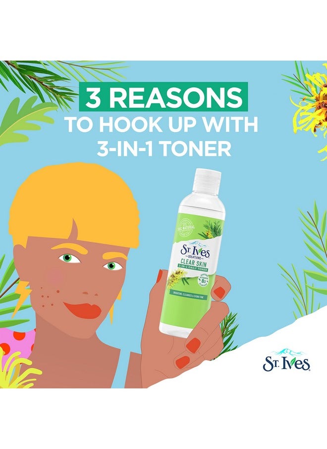 St.Ives Solutions 3-in-1 Face Toner For Combination to Oily and Acne Prone Skin Clear Skin Made with 100 percent Natural Tea Tree Extract, Vitamin B3, Micellar Water Technology, and Witch Hazel 8.5 oz