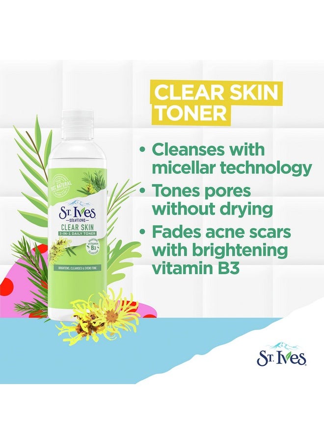 St.Ives Solutions 3-in-1 Face Toner For Combination to Oily and Acne Prone Skin Clear Skin Made with 100 percent Natural Tea Tree Extract, Vitamin B3, Micellar Water Technology, and Witch Hazel 8.5 oz