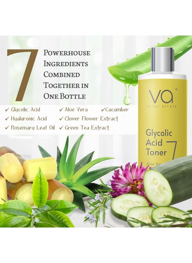 Glycolic Acid Toner for Face - Age Defying, Pore Minimizer for Face, Exfoliating Toner - with Aloe Vera, Cucumber, Hyaluronic Acid - AHA Toner - Alcohol Free Toner-for All Skin Types-by Vital Affair.