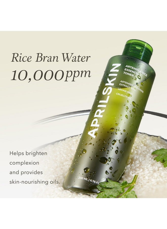APRILSKIN Artemisia Korean Rice Toner | 100% Korean Mugwort | Hydration Boost Facial Toner | Vegan, Cruelty Free, Low pH, | No sulfates and Artificial Fragrance | Korean Skin Care | 6.76 oz