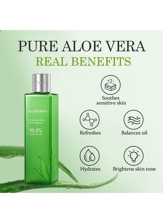 Aloderma Fresh Aloe Vera Face Hydrator Made with 99.8% Organic Aloe Vera within 12 Hours of Harvest - No Thickeners Great for Acne Prone & Sensitive Skin Repair, Scalp, & Hair 240ml