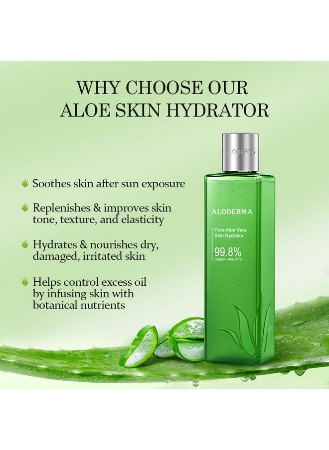 Aloderma Fresh Aloe Vera Face Hydrator Made with 99.8% Organic Aloe Vera within 12 Hours of Harvest - No Thickeners Great for Acne Prone & Sensitive Skin Repair, Scalp, & Hair 240ml