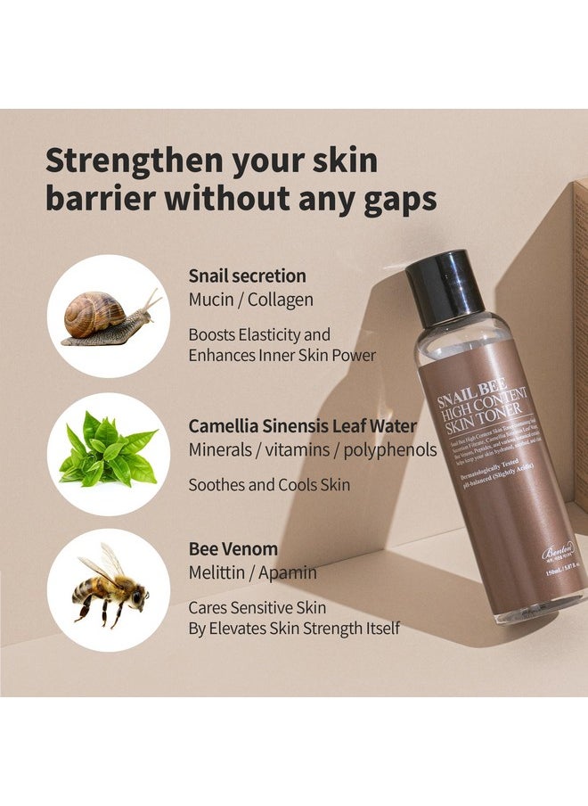BENTON Snail Bee High Content Skin (Toner) - Snail Mucin Toner, Snail Mucin Essence Toner, Bee Venom Korean Toner, Korean Skin Care Snail Toner, Face Skin Care Snail Essence, Snail Mucin Moisturizer
