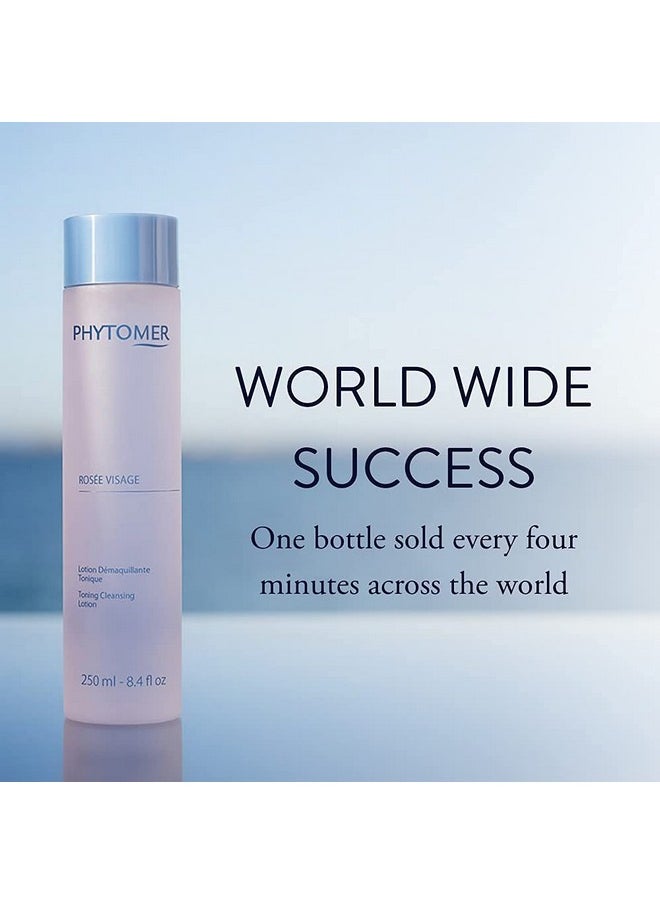 PHYTOMER Rosee Visage Toning Cleansing Lotion | All in One Cleanser, Makeup Remover & Toner for Face | Alcohol-Free | Safe, Natural Ingredients | 8.4 Fl Oz