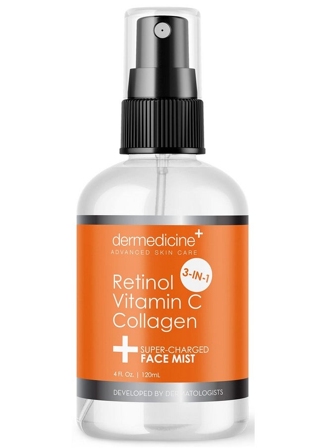 3 in 1 Super-Charged Anti-Aging Face Mist w/Retinol, Vitamin C + Collagen | Hydrates, Refreshes & Brightens for a More Glowing Complexion | 4 fl oz, 120 ml