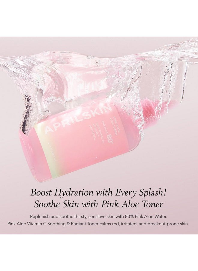APRILSKIN Pink Aloe Vita Toner | Calms and Soothes Redness, Smoothens, and Controls Excess Sebum | 80% Pink Aloe Vera Water | Hydrating, Non-Sticky | Clean & Vegan Korean Skin Care (8.45 fl.oz)