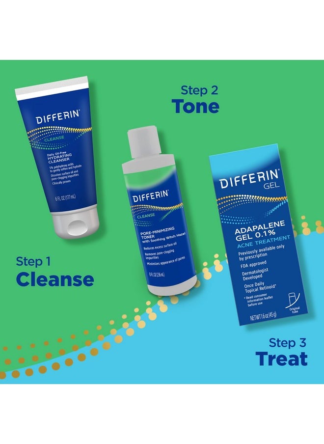 Differin Witch Hazel Toner for Face, Pore-Minimizing Skin Toner by the makers of Differin Gel, Gentle Skin Care for Acne Prone Sensitive Skin, 8 oz (Packaging May Vary)