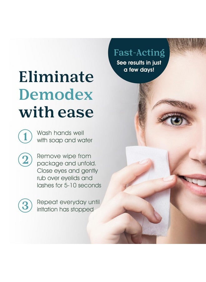 NOVEHA Demodex Eyelid & Lash Wipes | Box Of 60 Individually Wrapped Extra Strength Cleansing Eyelash Wipes - Battle Itchy & Irritated Eyes associated with Demodex Mites, Naturally Remove debris