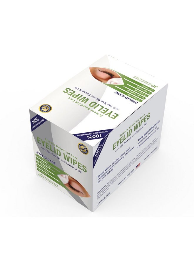Premium Eyelid Wipes With Tea Tree and Coconut Oil - Cleansing Wipes for People Itchy Eyes - Box Of 30 Natural Eye Wipes
