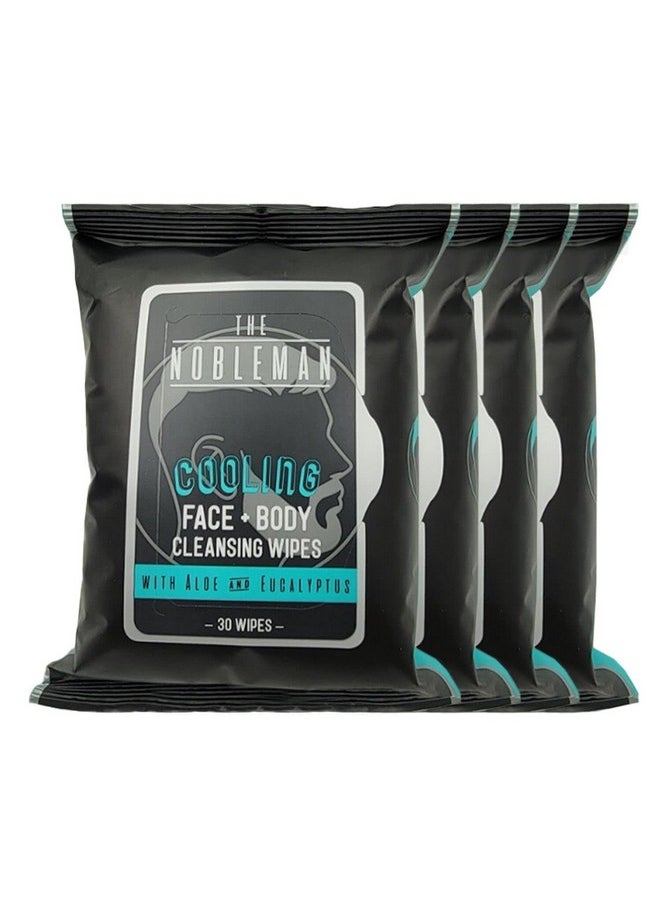The Nobleman Men's Cooling Face + Body Cleansing Wipes, Eucalyptus - 30 Count