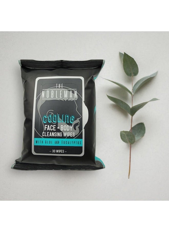 The Nobleman Men's Cooling Face + Body Cleansing Wipes, Eucalyptus - 30 Count