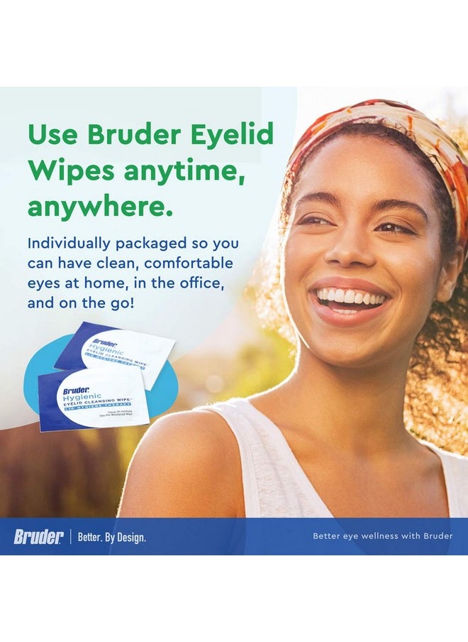 Bruder Hygienic Eyelid Cleansing Wipes | Rinse-Free Exfoliating Wipes Remove Excess Oil and Debris from Eyelids & Lashes | Remove Make Up & Oil l Eye Care l Eye Cleanse l Non-Allergenic l 30 Count Box