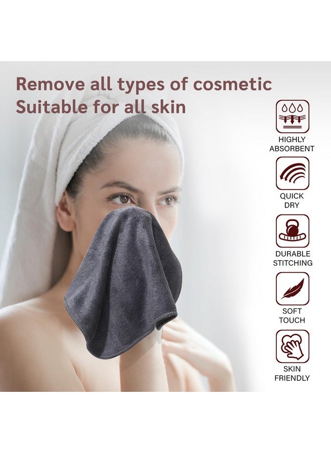 NUGILLA Makeup Remover Cloth 12 x 12 Inch, Reusable Makeup Remover Towels for Washing Face, 6 Pack Washable Microfiber Face Cloth Fast Drying Washcloth, Grey