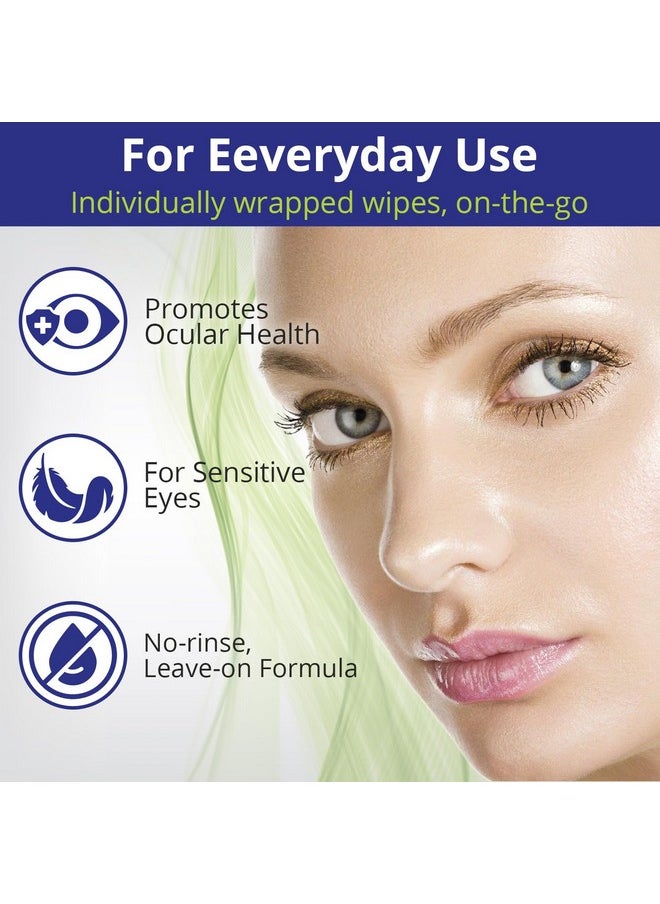 NOVEHA Eyelid Wipes - For Delicate Lashes and Eyelids - With Hyaluronic Acid, Chamomile, and Aloe Vera - Individually Wrapped Pre-moistened Pads (60 Wipes)
