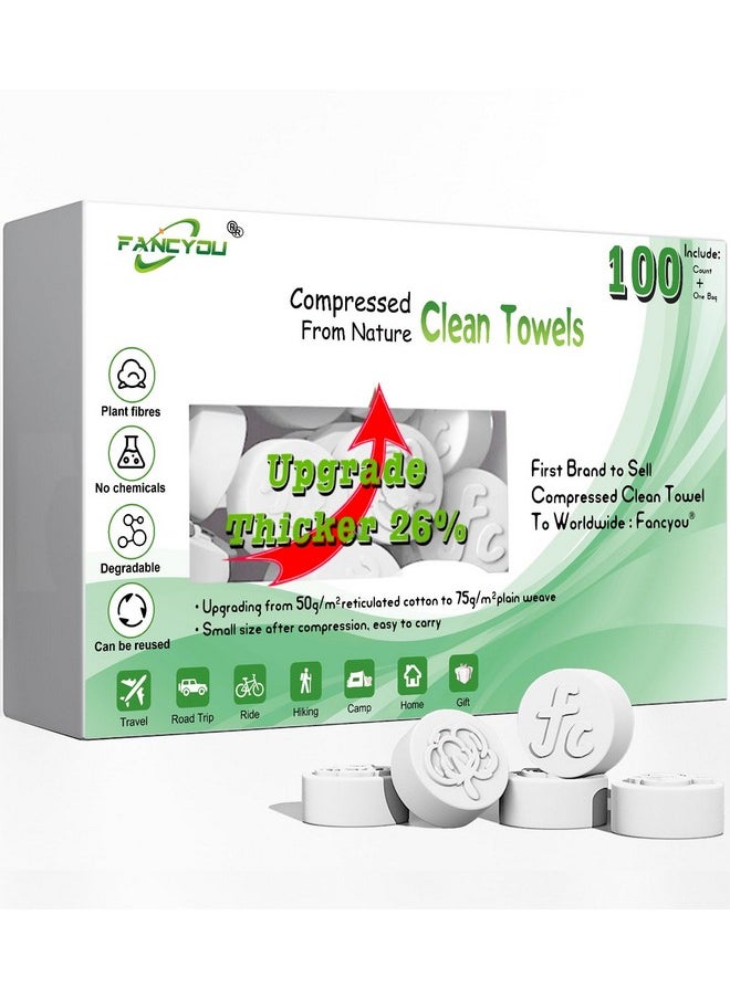 Fancyou Compressed Disposable Face Towel Kit, Thicken Facial Cleansing Cloths Towelettes,Compact Portable Wash Cotton Wipes Tablets Coin Tissues for Beauty Salon Personal Care Travel(100 PCS White)
