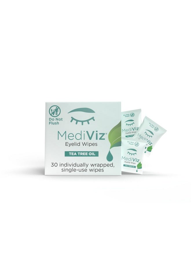 MediViz Tea Tree Eyelid Cleanser Wipes - 30 Single-Use Towelettes - Eyelash & Eyelid Wipes for Soothing Dry Eye Irritation, Demodex Removal & More