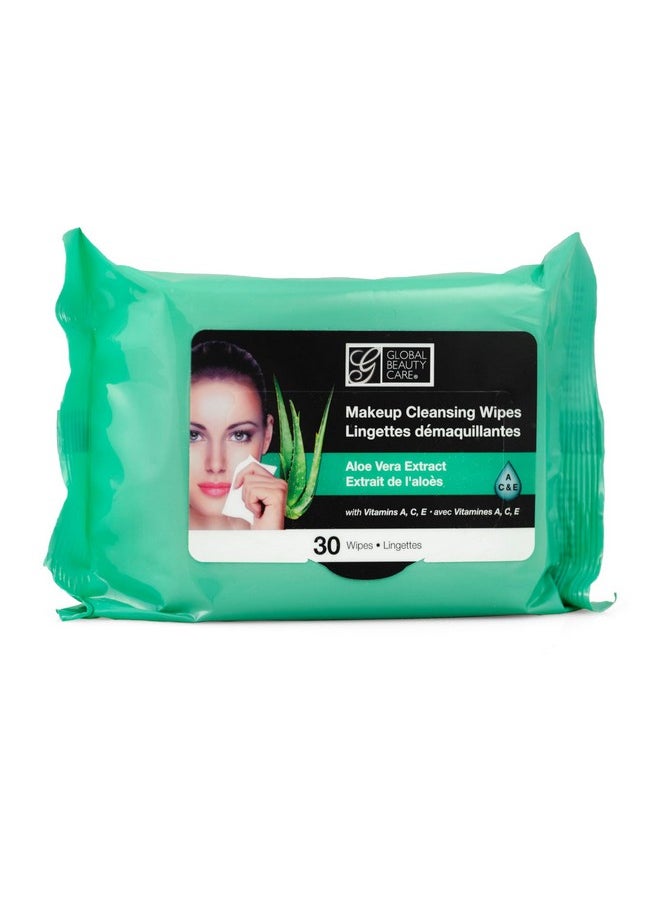Global Beauty Care Cleansing Makeup Removal Cloth Wipes Bulk - Great for travel toiletries - 120 Count (4-Pack) (Aloe Vera & Green Tea)