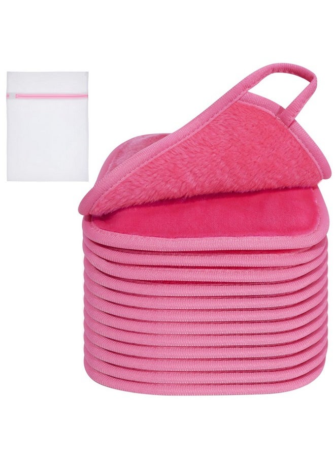 KODAMO Makeup Remover Cloth, Reusable Makeup Remover Pads Washable Travel Bag, Microfiber Makeup Removal Face Wash Cloths with Just Water, Gentle Soft,12 Pack, Pink