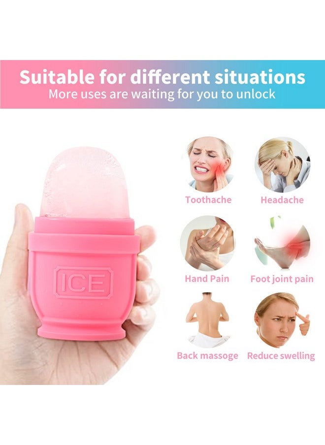 BFASU 2 Packs Face and Body Ice Roller, Silicone Ice Cube for Puffiness, Pain Relief, Cold Therapy Ice Cup Molds Massage Tool