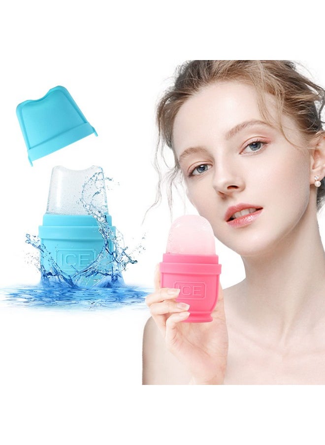 BFASU 2 Packs Face and Body Ice Roller, Silicone Ice Cube for Puffiness, Pain Relief, Cold Therapy Ice Cup Molds Massage Tool
