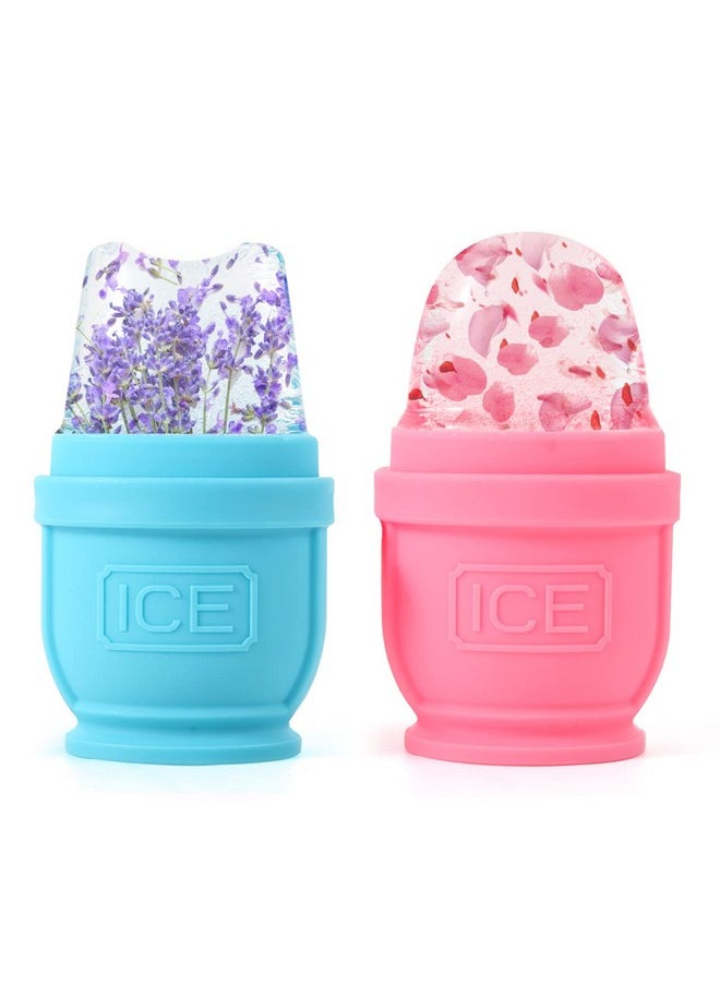 BFASU 2 Packs Face and Body Ice Roller, Silicone Ice Cube for Puffiness, Pain Relief, Cold Therapy Ice Cup Molds Massage Tool