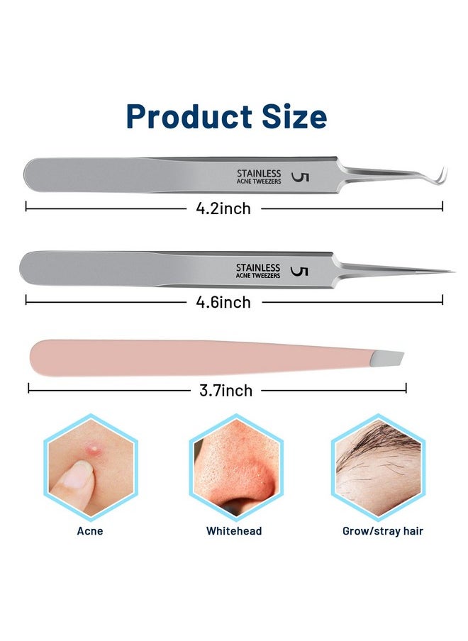 WSYUB Blackhead Remover Tweezers,Ingrown Hair Tweezers, Precision Blackhead Pimple Extractor, Cell Clips Tweezers, Tweezers for Women Facial Hair