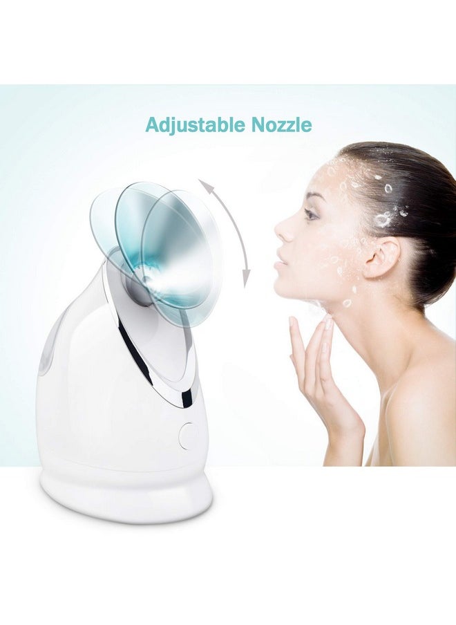 EZBASICS Facial Steamer Ionic Face Steamer for Home Facial, Warm Mist Humidifier Atomizer for Face Sauna Spa Sinuses Moisturizing, Unclogs Pores, 1 Pack + 5 Stainless Steel Skin Kit Blue
