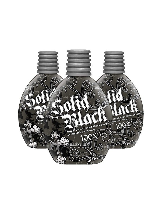 Millennium Tanning Solid Black 100X Indoor Tanning Lotion for Tanning Beds,13.5 Fluid Ounces, 3-pack