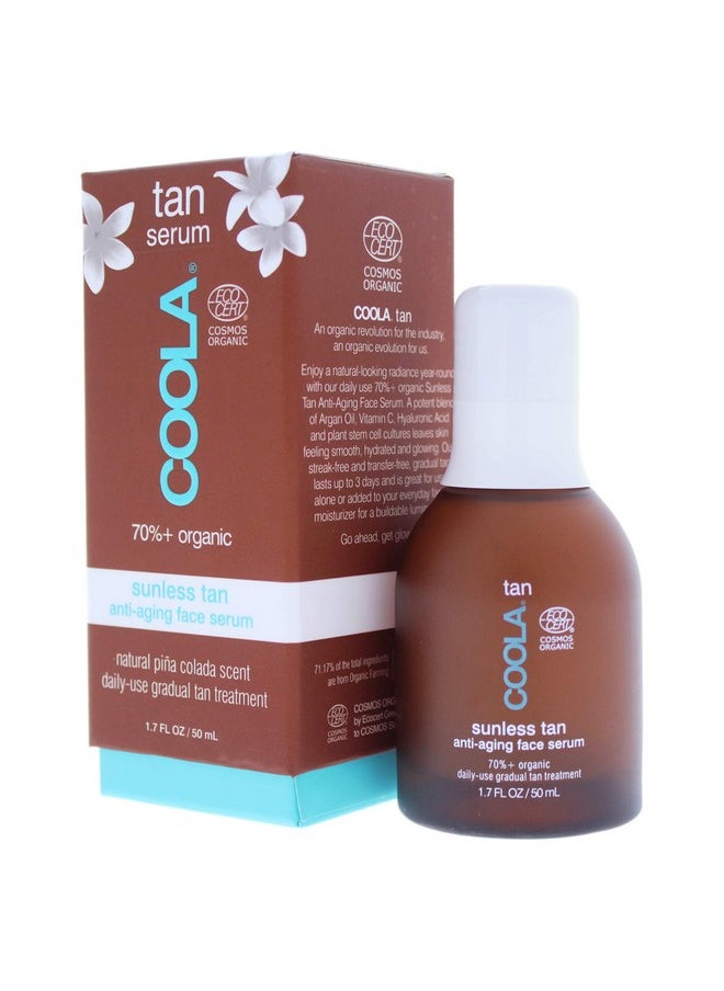 COOLA Organic Sunless Self Tanner Face Serum, Dermatologist Tested Anti-Aging Skin Care Infused with Hyaluronic Acid, Vegan and Non-GMO, Piña Colada, 1.7 Fl Oz