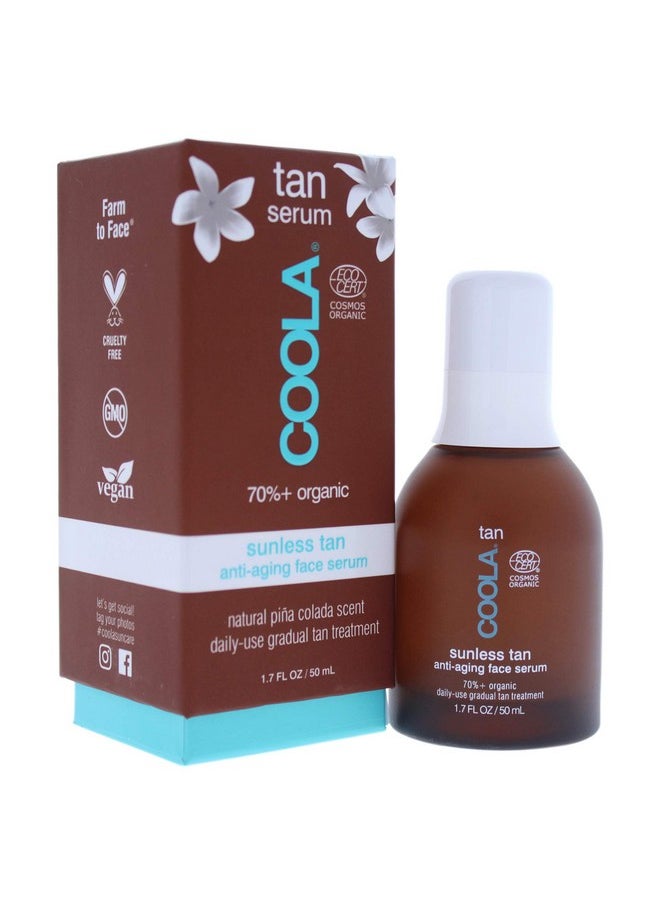 COOLA Organic Sunless Self Tanner Face Serum, Dermatologist Tested Anti-Aging Skin Care Infused with Hyaluronic Acid, Vegan and Non-GMO, Piña Colada, 1.7 Fl Oz