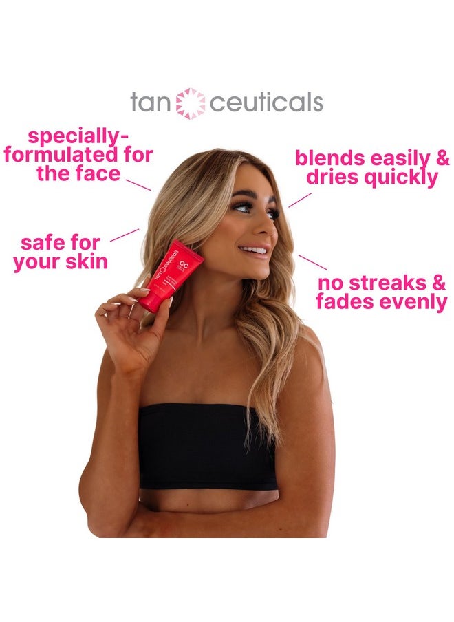 Tanceuticals Facial Self Tanner - Self Tanning Lotion for Face Gives Natural, Long Lasting Sunless Tan - Fresh Coconut Scent - Won’t Clog Pores or Cause Acne - Easy to Apply - 1.7 oz (Dark)