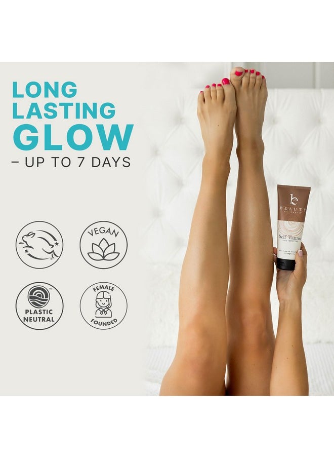 Self Tanner Kit - USA Made with Organic & Natural Ingredients, Tanning Lotion with Glove & Exfoliating Mitt, Non Toxic Gradual Tan Lotion, Sunless Tanner for Fake Tan, Streak Free & No Orange Tones