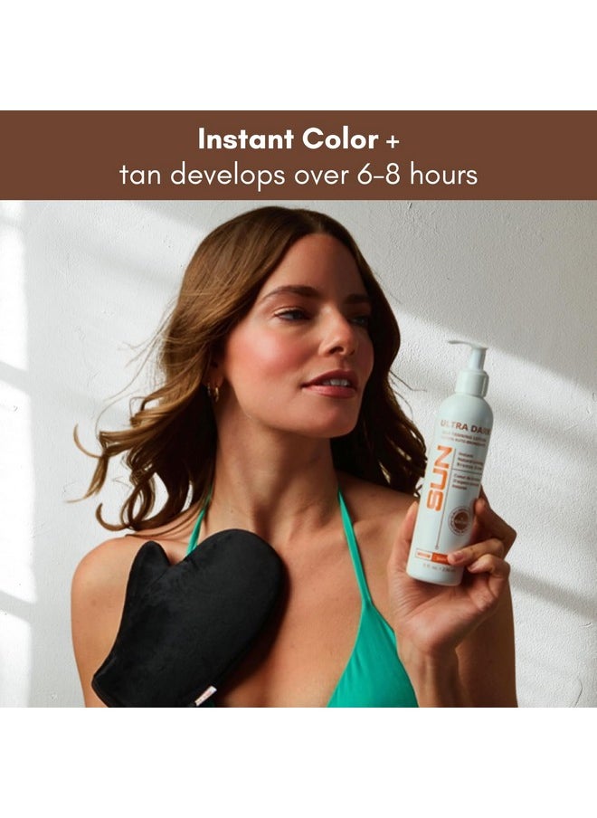 Sun Laboratories By Giesee Ultra Dark Sunless Tanning Lotion 8 oz - Premium Tanning Lotion for Instant Glow, Organic Self Tanner, Perfect for Body, Face, and Leg Bronzing