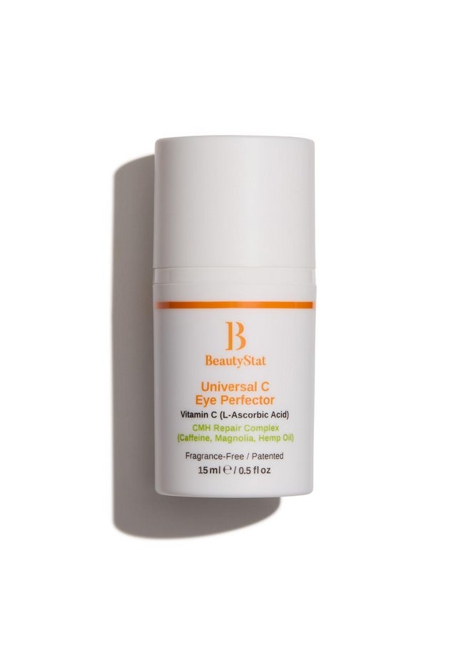 BeautyStat C Eye Perfector Dark Circle Reducing Vitamin C Eye Cream, Made in the USA with 5% L-Ascorbic Acid (Pure Vit C), Hyaluronic Acid - Hydrating, Firming Under Eye Brightener (0.5oz / 15ml)