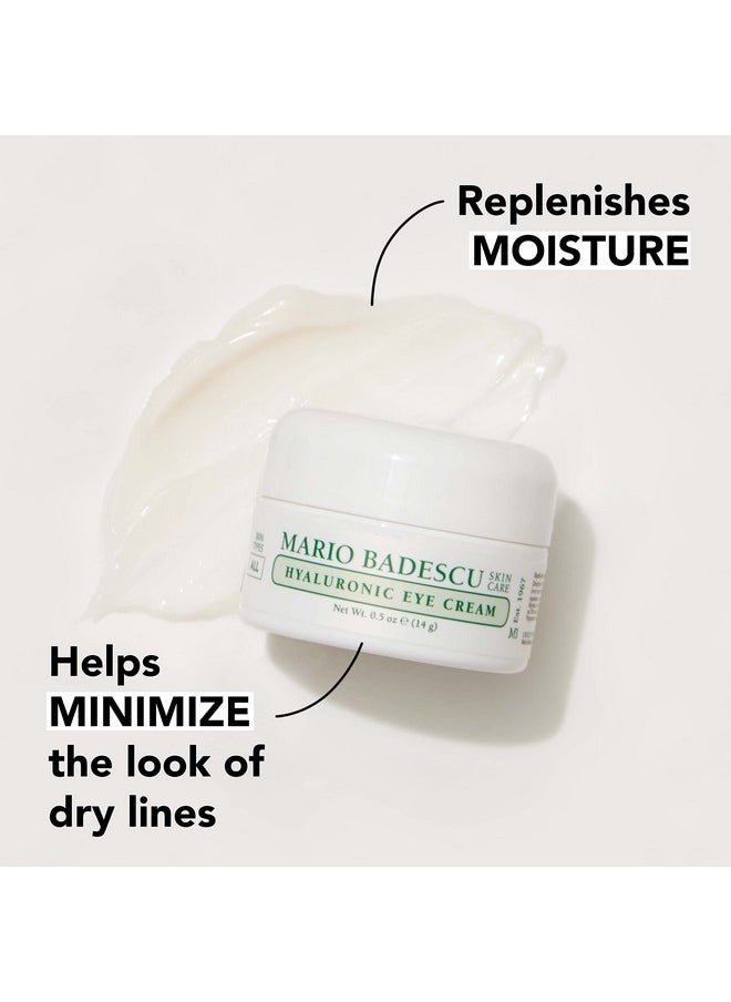 Mario Badescu Hyaluronic Eye Cream Anti Aging for All Skin Types, Under Eye Cream for Dark Circles and Puffiness, Formulated with Hyaluronic Acid & Glycerin, 0.5 Ounce
