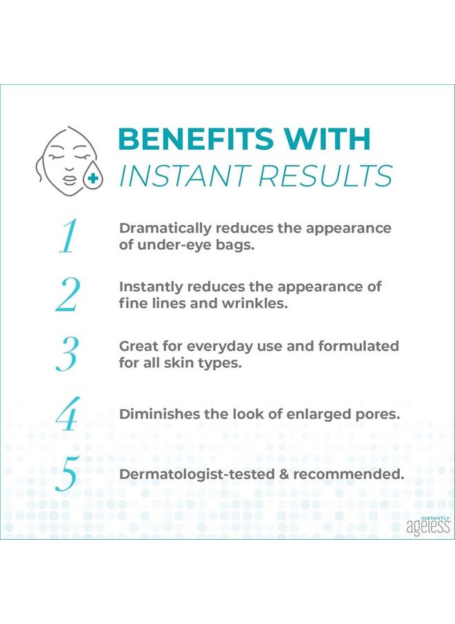 Instantly Ageless Facelift in A Box - Instant Eye Bag Remover Puffiness -1 Box of 25 Vials and Free Makeup Bag - Instant Under Eye Bags Remover - Instant Wrinkle Remover for Face Instant Lift