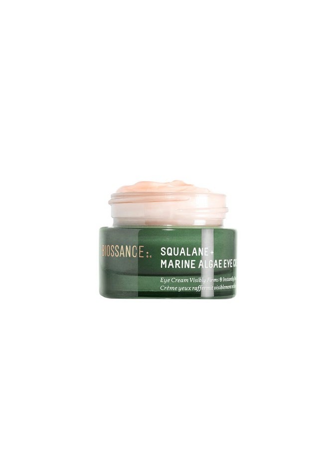 BIOSSANCE Squalane and Marine Algae Eye Cream - Anti-Aging Under Eye Cream for Fine Lines, Wrinkles, and Puffiness - Hydrating & Lifting Formula with Hyaluronic Acid and Paracress Extract - 0.5 Ounce
