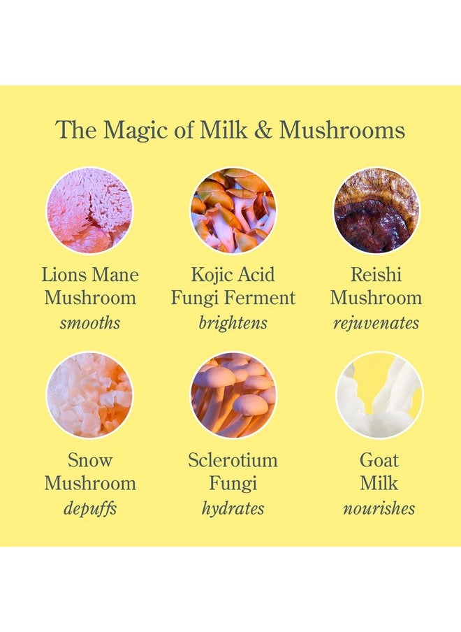 Beekman 1802 Mushroom Goat Milk Eye Cream - Clinically Proven Anti-Aging Eye Treatment for Dark Circles & Fine Lines - With Kojic Acid, Hexapeptide & Mushrooms - Fragrance-Free, Cruelty-Free