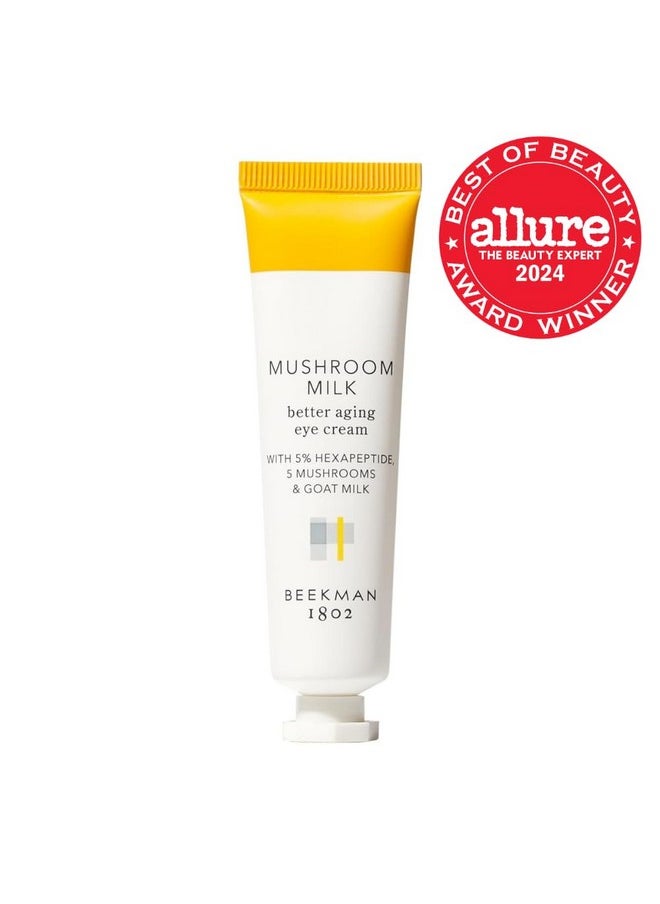 Beekman 1802 Mushroom Goat Milk Eye Cream - Clinically Proven Anti-Aging Eye Treatment for Dark Circles & Fine Lines - With Kojic Acid, Hexapeptide & Mushrooms - Fragrance-Free, Cruelty-Free