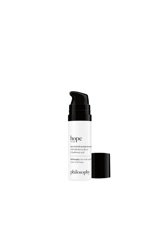 philosophy hope in a jar eye revival serum-in-cream - eye cream with hyaluronic acid, elderberry extract & tangerine peel extract- hydrates and reduces puffiness around eye area- 0.5 fl oz.