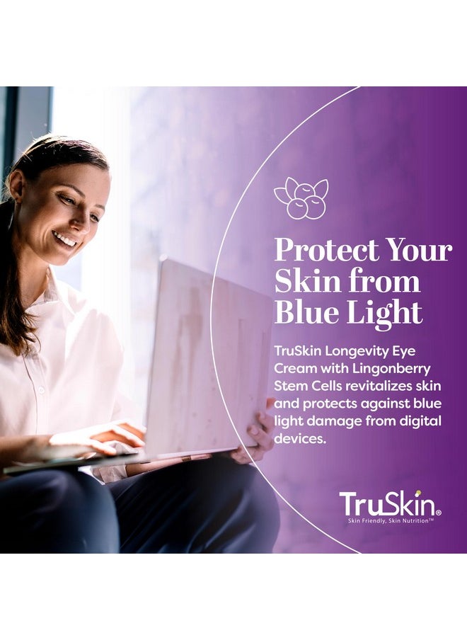 TruSkin Longevity Eye Cream - Caffeine Eye Cream with Bakuchiol, Lingonberry Stem Cells & Green Coffee Bean - Skin Care Made to Help Transition from Anti Aging to Healthy Aging, 0.5 fl oz
