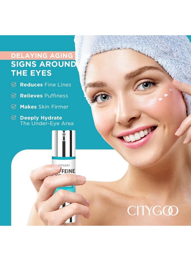 CITYGOO Caffeine Eye Cream for Puffiness: Eye Cream Reduce Dark Circles Wrinkles Fine Lines - Anti Aging Eye Cream