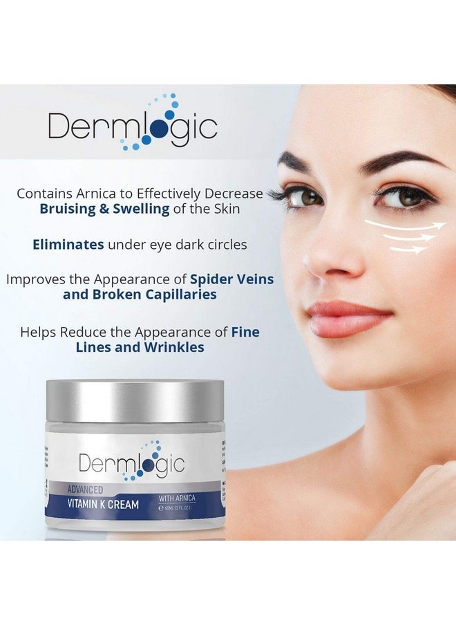 Vitamin K Cream- Moisturizing Bruise Healing Formula. Dark Spot Corrector for Bruising, Spider Veins & Broken Capillaries. Reduces Under Eye Dark Circles, Fine Lines, Puffiness, & Wrinkles with Arnica