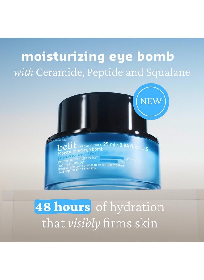 belif The True Cream Moisturizing Eye Bomb, 48hr Hydrating Eye Cream, Firms and Reduces Fine Lines and Wrinkles, Caffeine, Peptide, Ceramide, All Around The Eye Care, Korean Skin Care