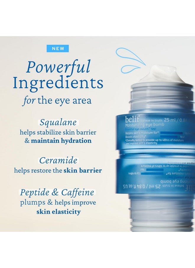 belif The True Cream Moisturizing Eye Bomb, 48hr Hydrating Eye Cream, Firms and Reduces Fine Lines and Wrinkles, Caffeine, Peptide, Ceramide, All Around The Eye Care, Korean Skin Care