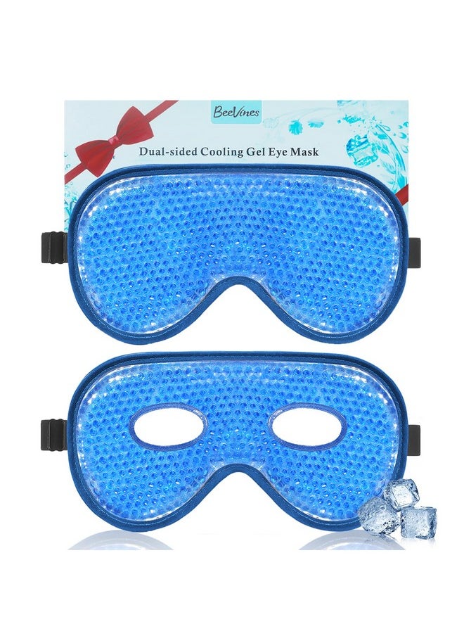 BeeVines Cooling Eye Mask, 2 Pack XL Jumbo Size Freezer Gel Eye Masks for Puffy Eyes Face, Ice Eye Mask, Cold & Warm Compress, Frozen Ice Pack for Post Eye Surgery & Allergies(Navy Blue)