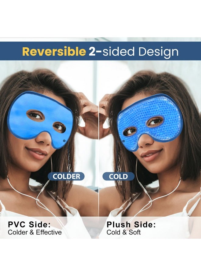 BeeVines Cooling Eye Mask, 2 Pack XL Jumbo Size Freezer Gel Eye Masks for Puffy Eyes Face, Ice Eye Mask, Cold & Warm Compress, Frozen Ice Pack for Post Eye Surgery & Allergies(Navy Blue)