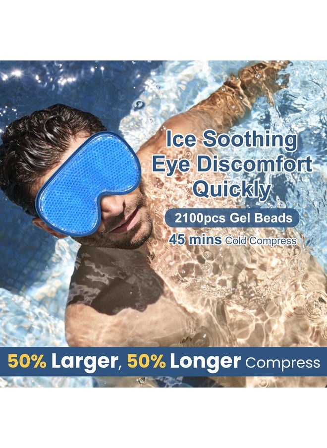 BeeVines Cooling Eye Mask, 2 Pack XL Jumbo Size Freezer Gel Eye Masks for Puffy Eyes Face, Ice Eye Mask, Cold & Warm Compress, Frozen Ice Pack for Post Eye Surgery & Allergies(Navy Blue)
