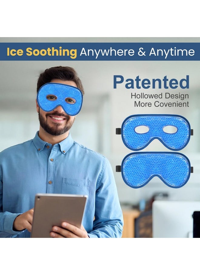 BeeVines Cooling Eye Mask, 2 Pack XL Jumbo Size Freezer Gel Eye Masks for Puffy Eyes Face, Ice Eye Mask, Cold & Warm Compress, Frozen Ice Pack for Post Eye Surgery & Allergies(Navy Blue)