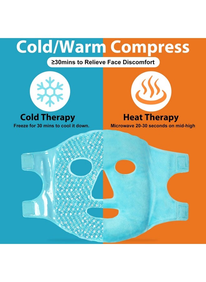 BeeVines Ice Face Mask, Cooling Gel Pack for Puffy Eyes, Cold & Hot Reusable Compress, Frozen Eye Packs Masks for Women for Dark Circles, Puffiness & Allergies (Blue)